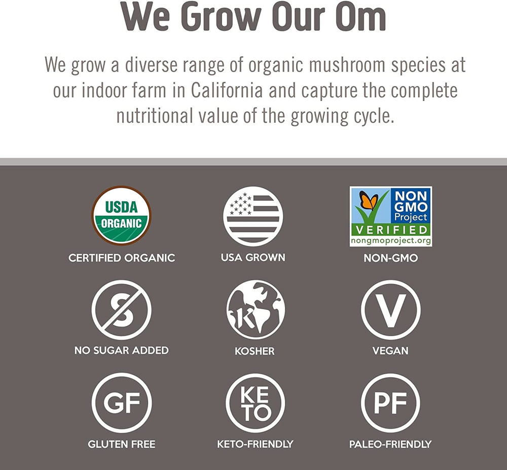 OM Mushroom Superfood Chaga powder packaging close-up