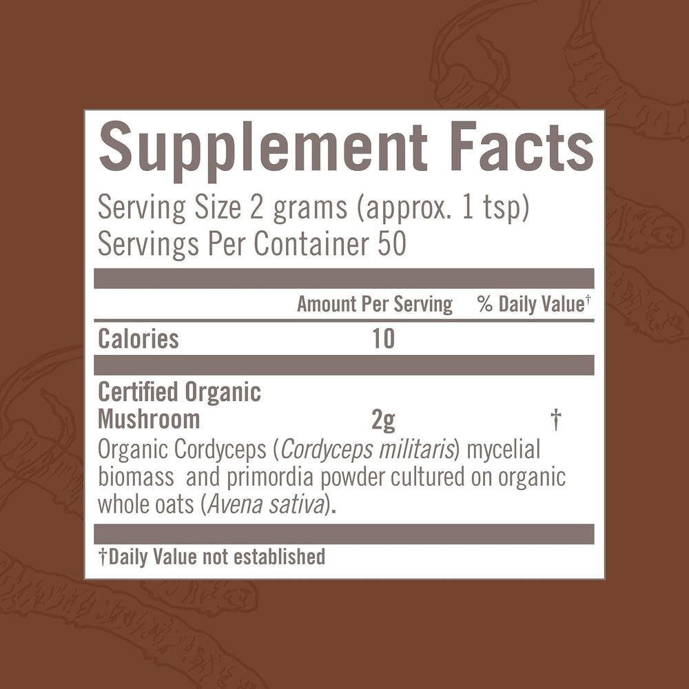 OM MUSHROOM SUPERFOOD Cordyceps powder blended into a smoothie for endurance boost.