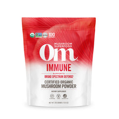 OM Mushroom Superfood Immune Blend pouch front showing product branding for daily use