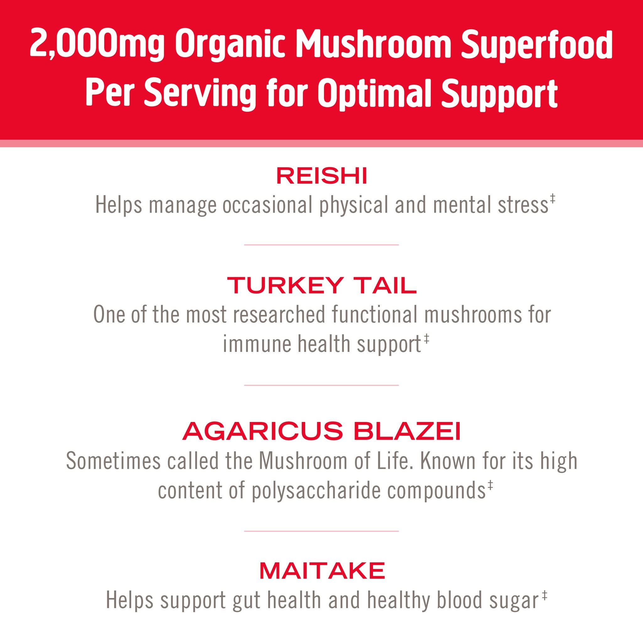 Shaker bottle with OM Mushroom Superfood Immune Blend mixed into a drink