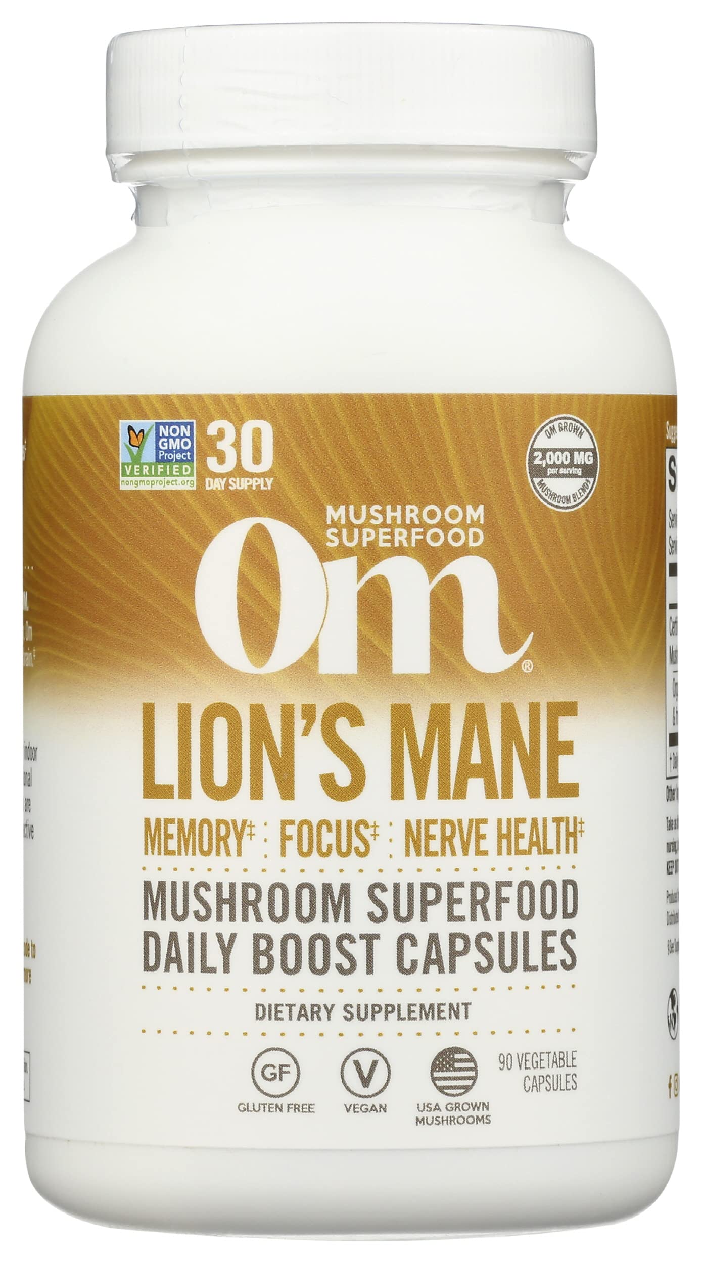 OM Mushroom Superfood Lion's Mane capsules for focused memory and mood support