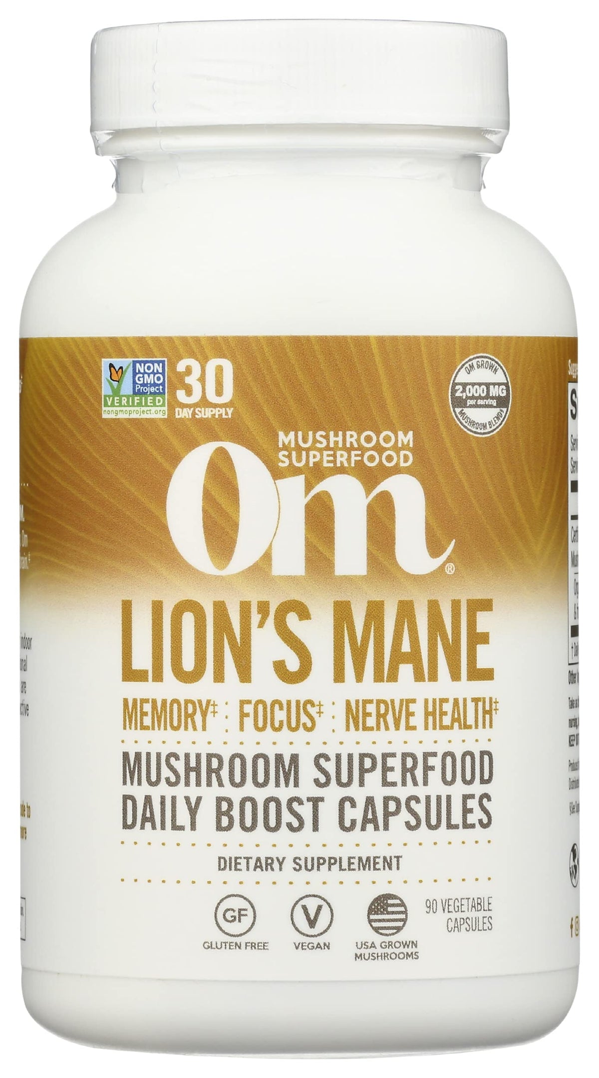 OM Mushroom Superfood Lion's Mane capsules for focused memory and mood support