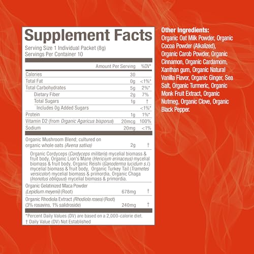 Open OM Mushroom Superfood Morning Energy Blend packet for caffeine-free focus support