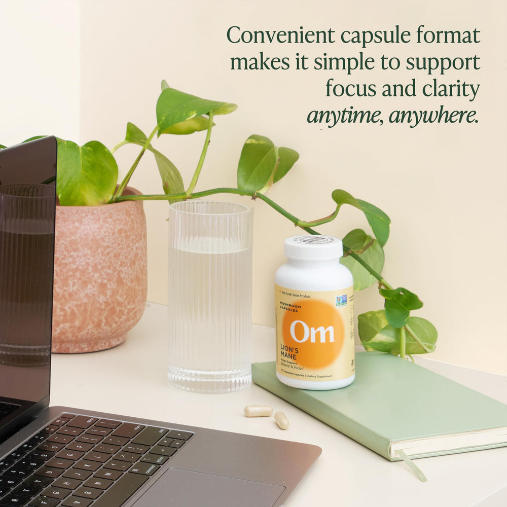 OM Mushroom Superfood Om Lion’s Mane label detail signals quality.