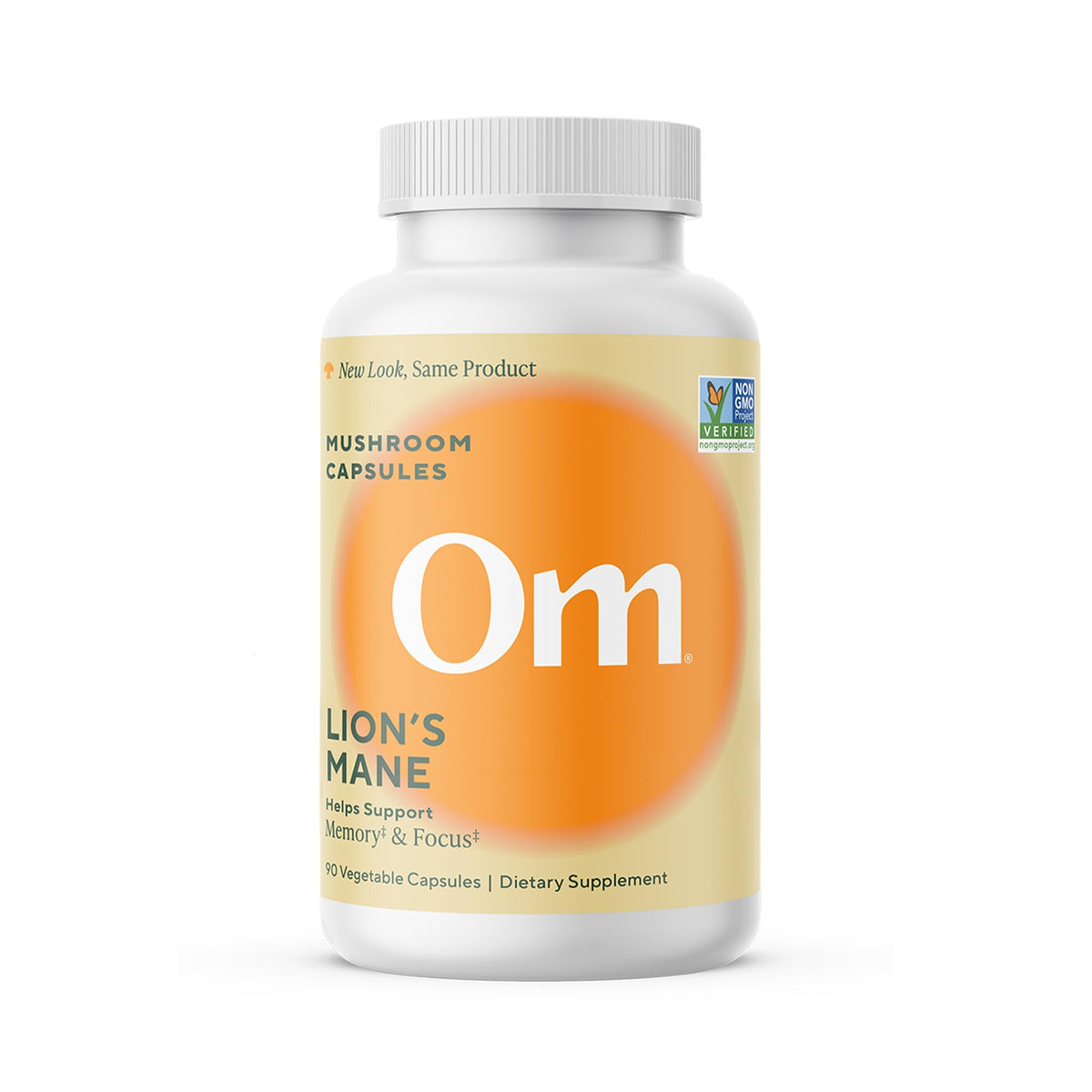 OM Mushroom Superfood Om Lion’s Mane capsules packaging may support daily focus.