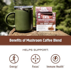 OM Mushroom Superfood organic Arabica beans brew a bold, smooth cup with sustained focus.