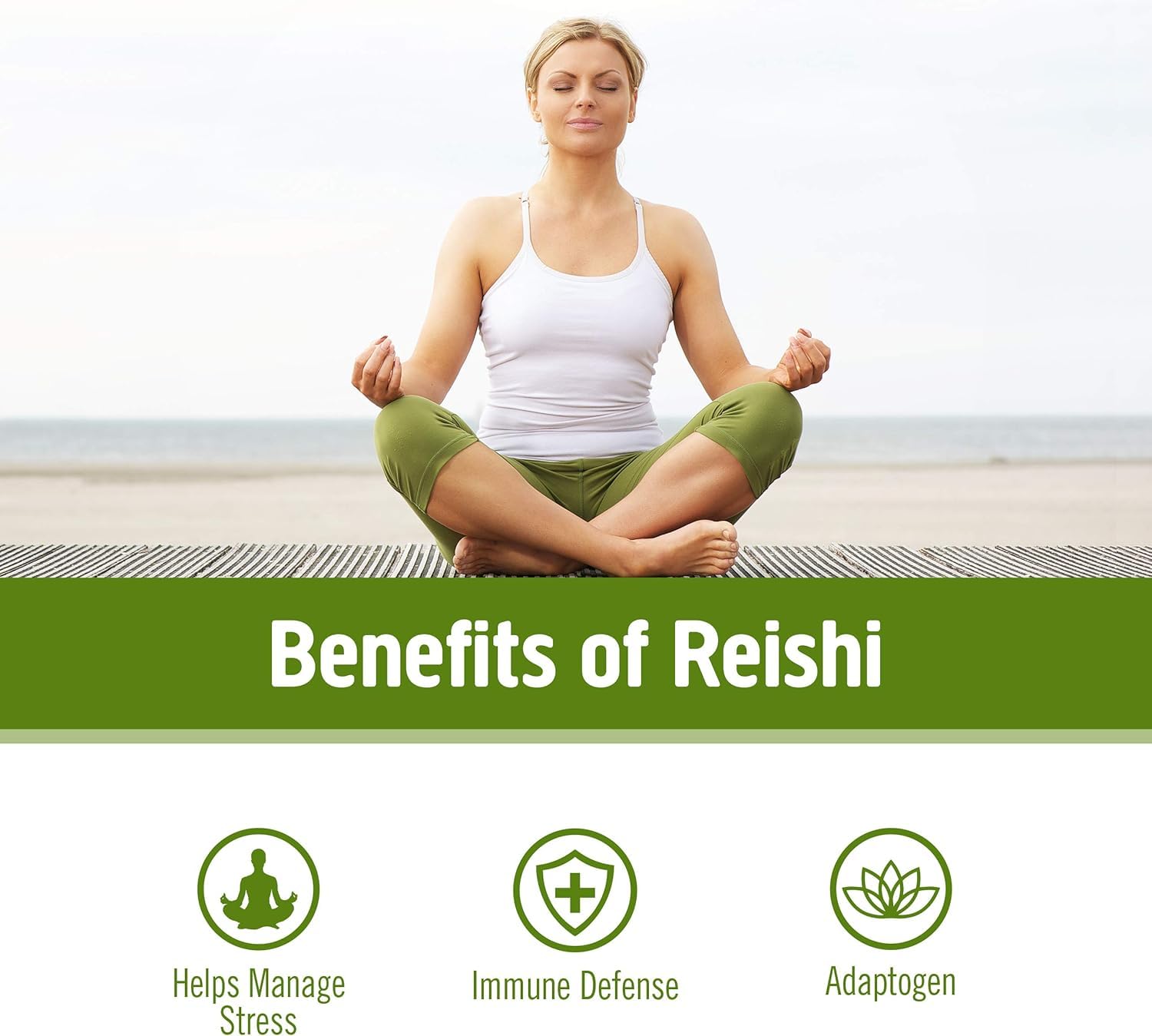 OM MUSHROOM SUPERFOOD Reishi organic label highlights certifications.