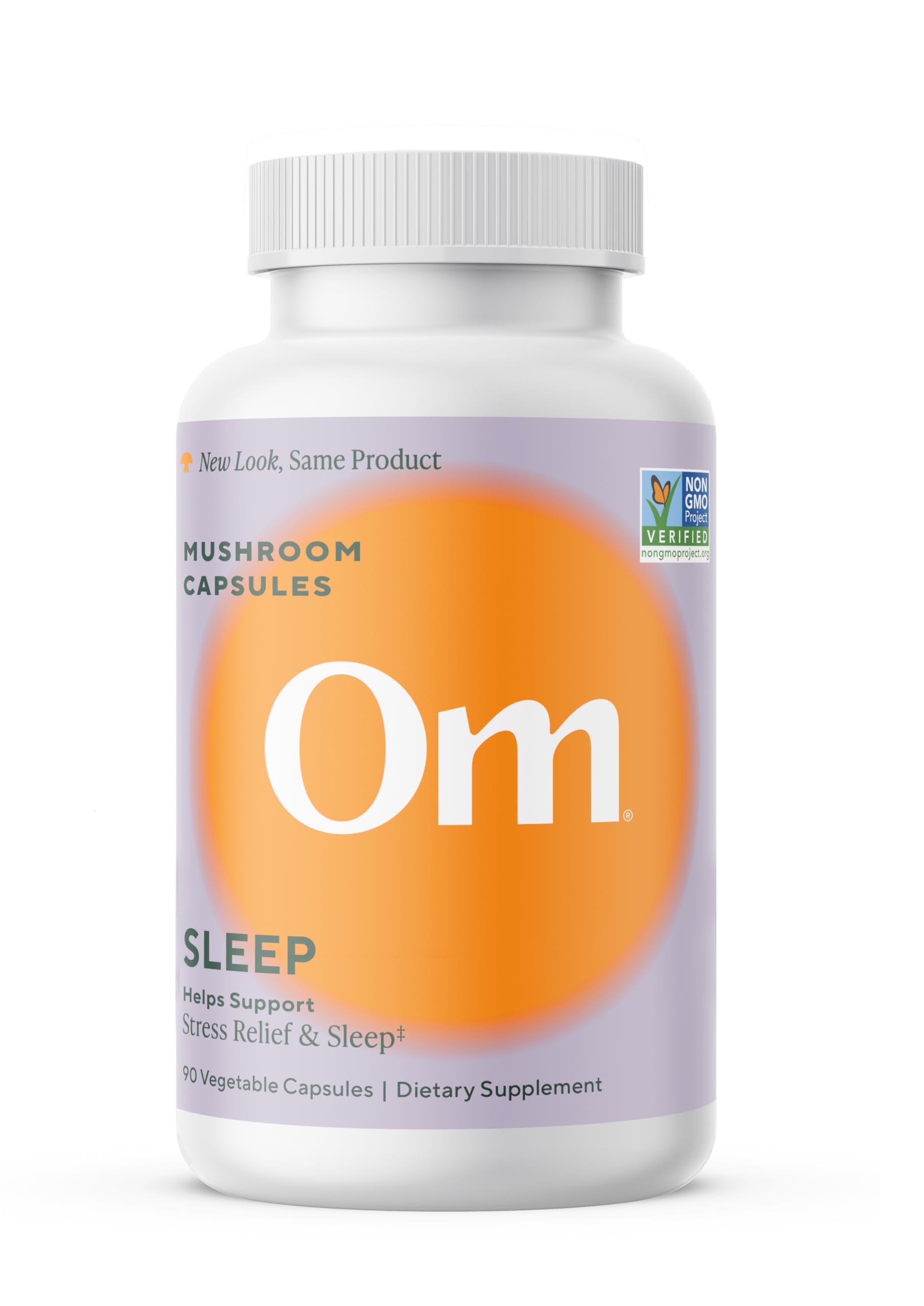 OM MUSHROOM SUPERFOOD Sleep Capsules bottle promotes calm nightly rest and recovery.