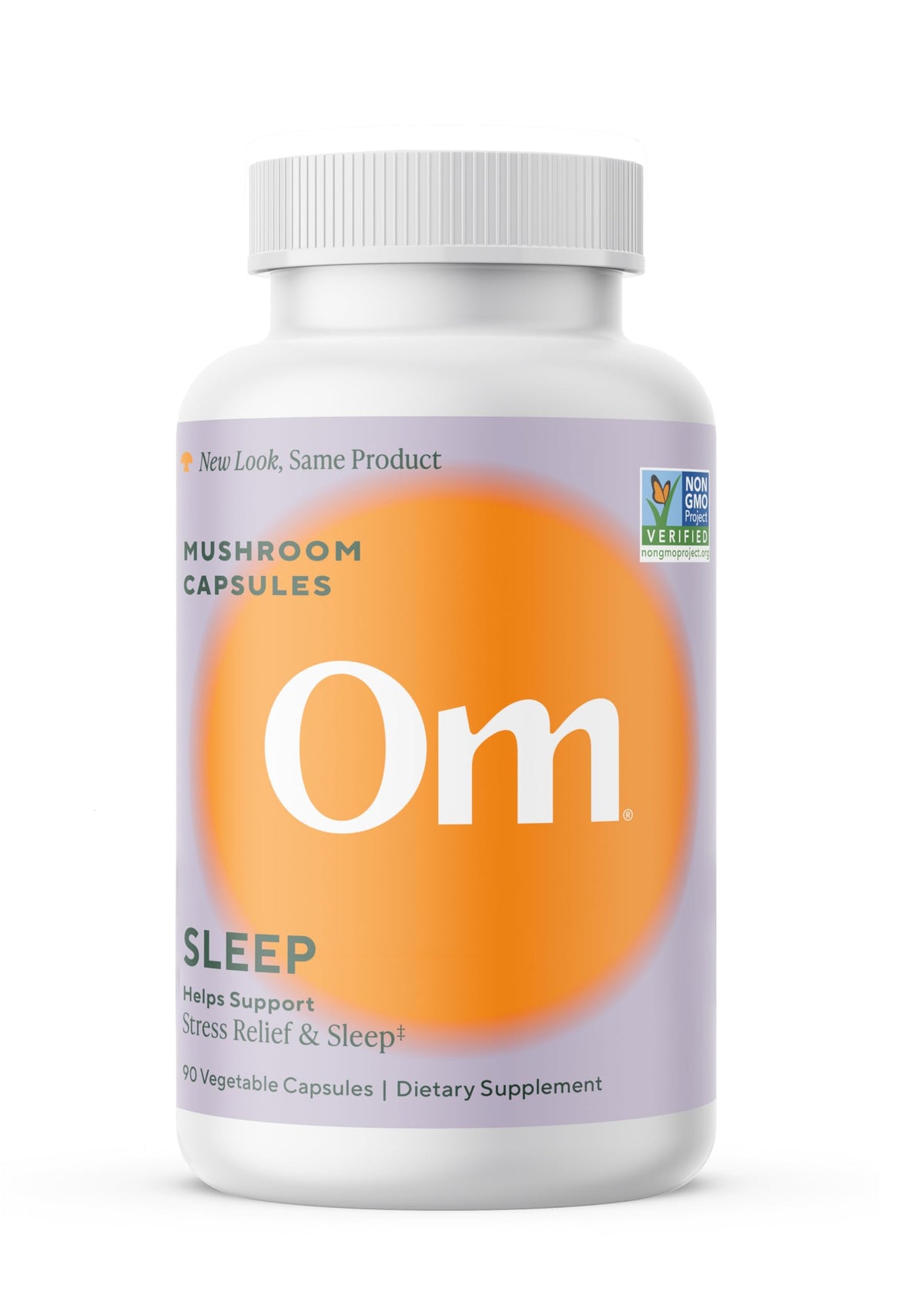 OM MUSHROOM SUPERFOOD Sleep Capsules bottle promotes calm nightly rest and recovery.