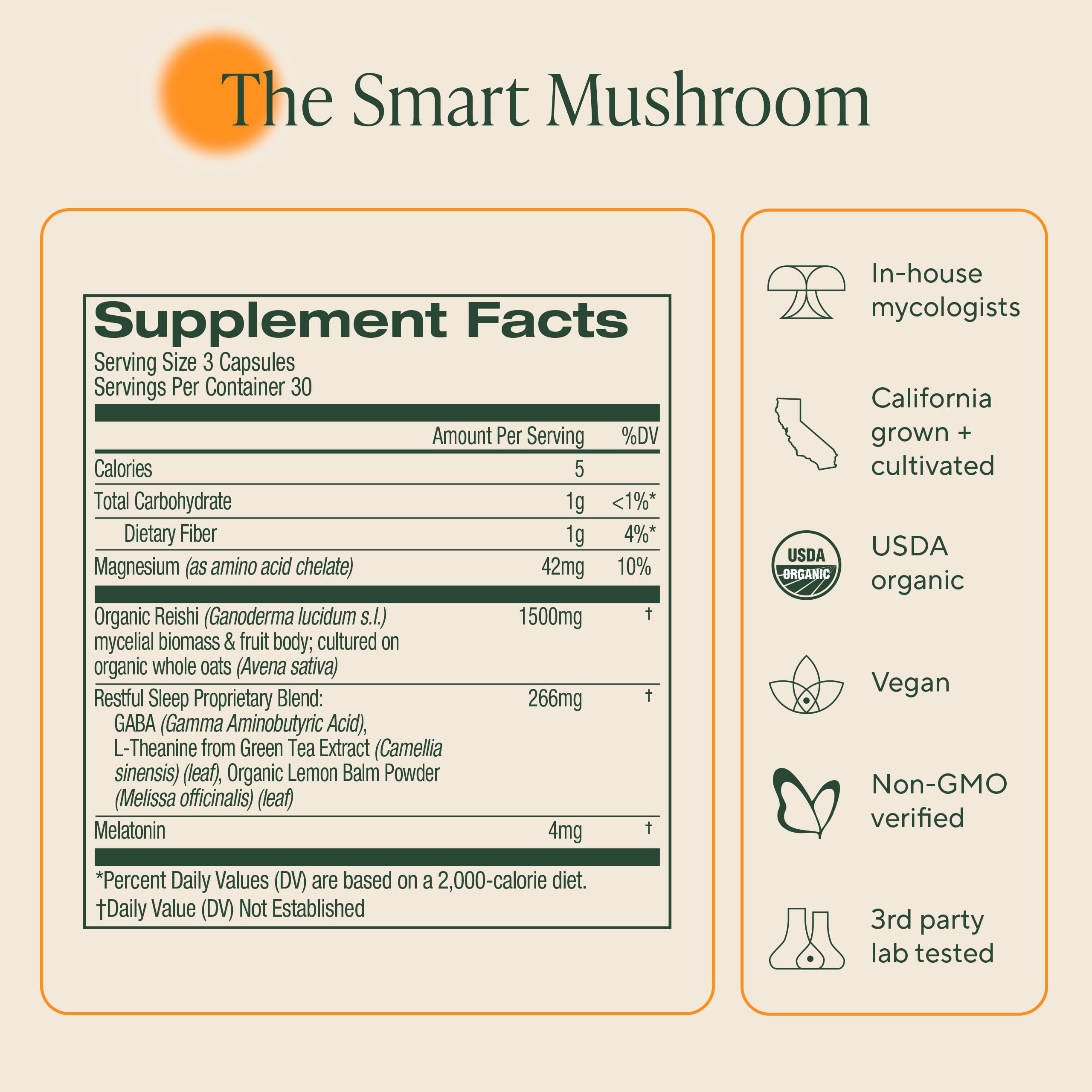OM MUSHROOM SUPERFOOD Sleep Capsules on shelf suggest improved nightly rest possibilities.