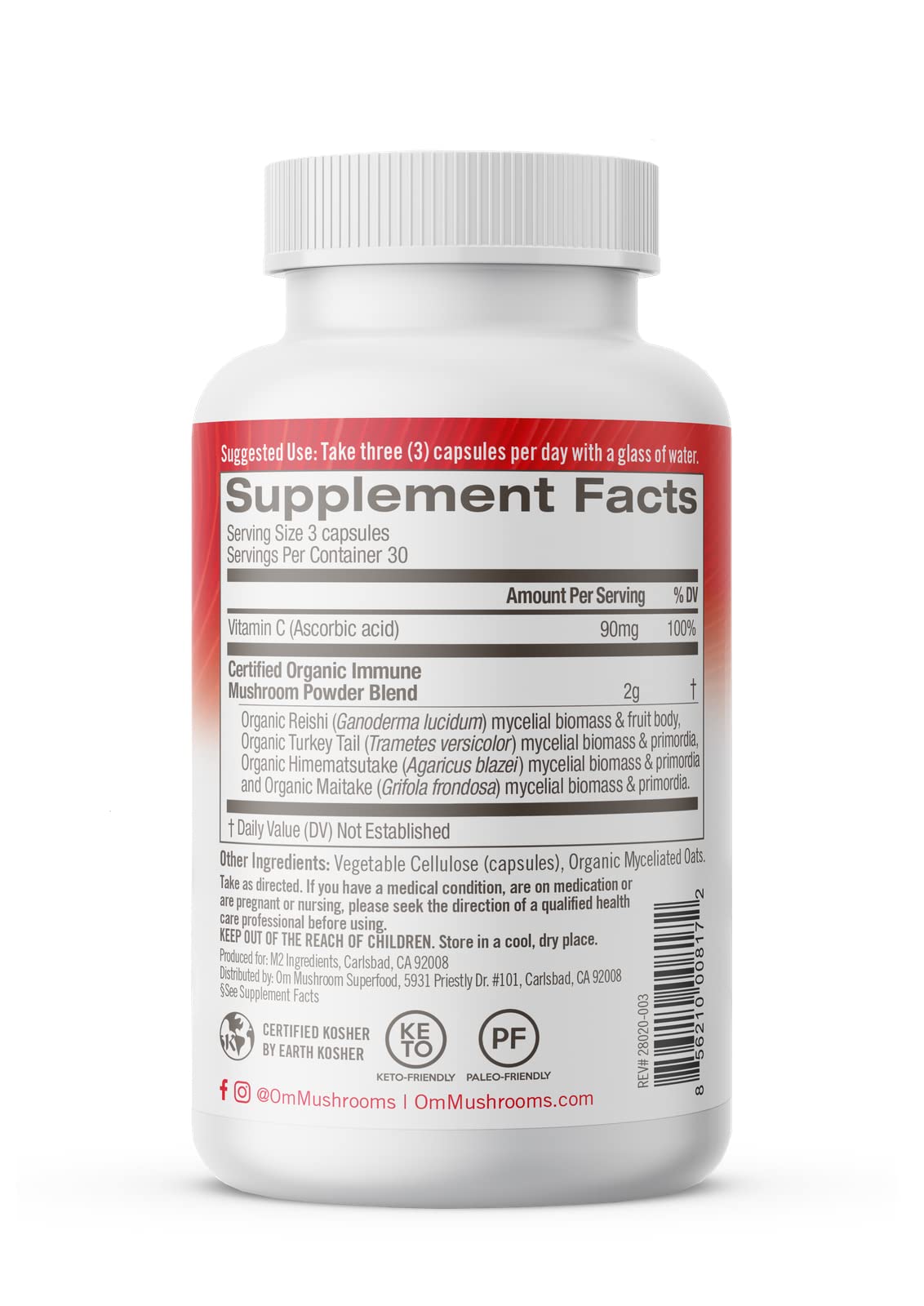 Om Mushroom Superfood third-party-testing seal signals purity and potency