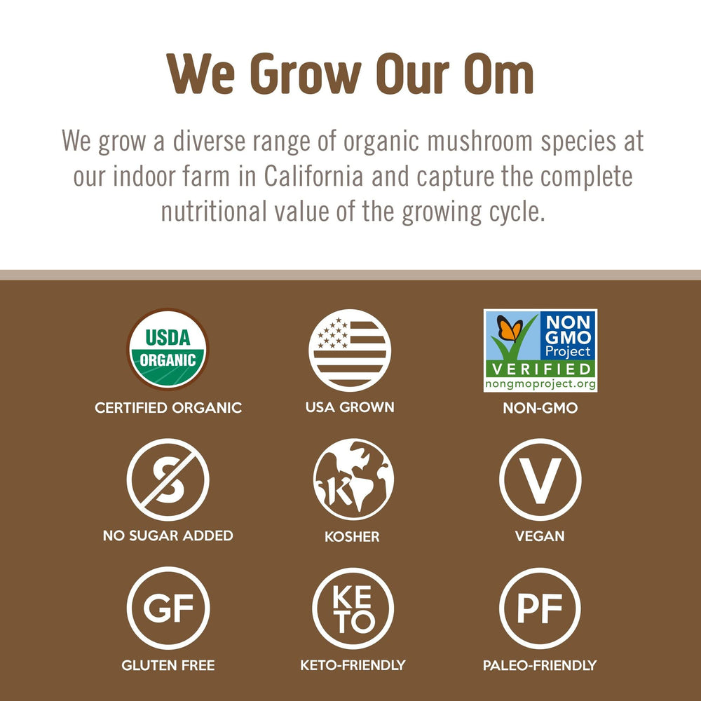 OM Mushroom Superfood Turkey Tail powder in coffee for a wellness boost.