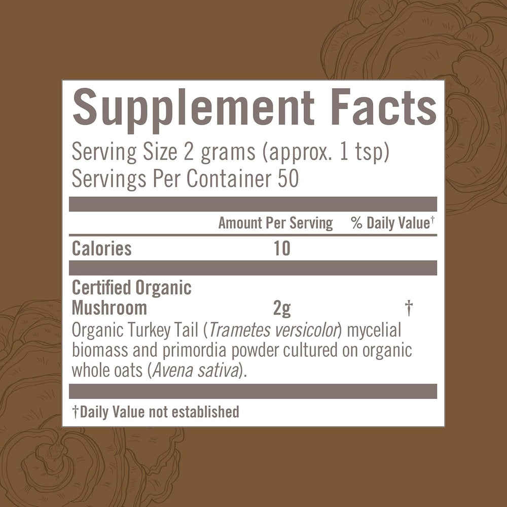 Smoothie with OM Mushroom Turkey Tail powder for gut health support.