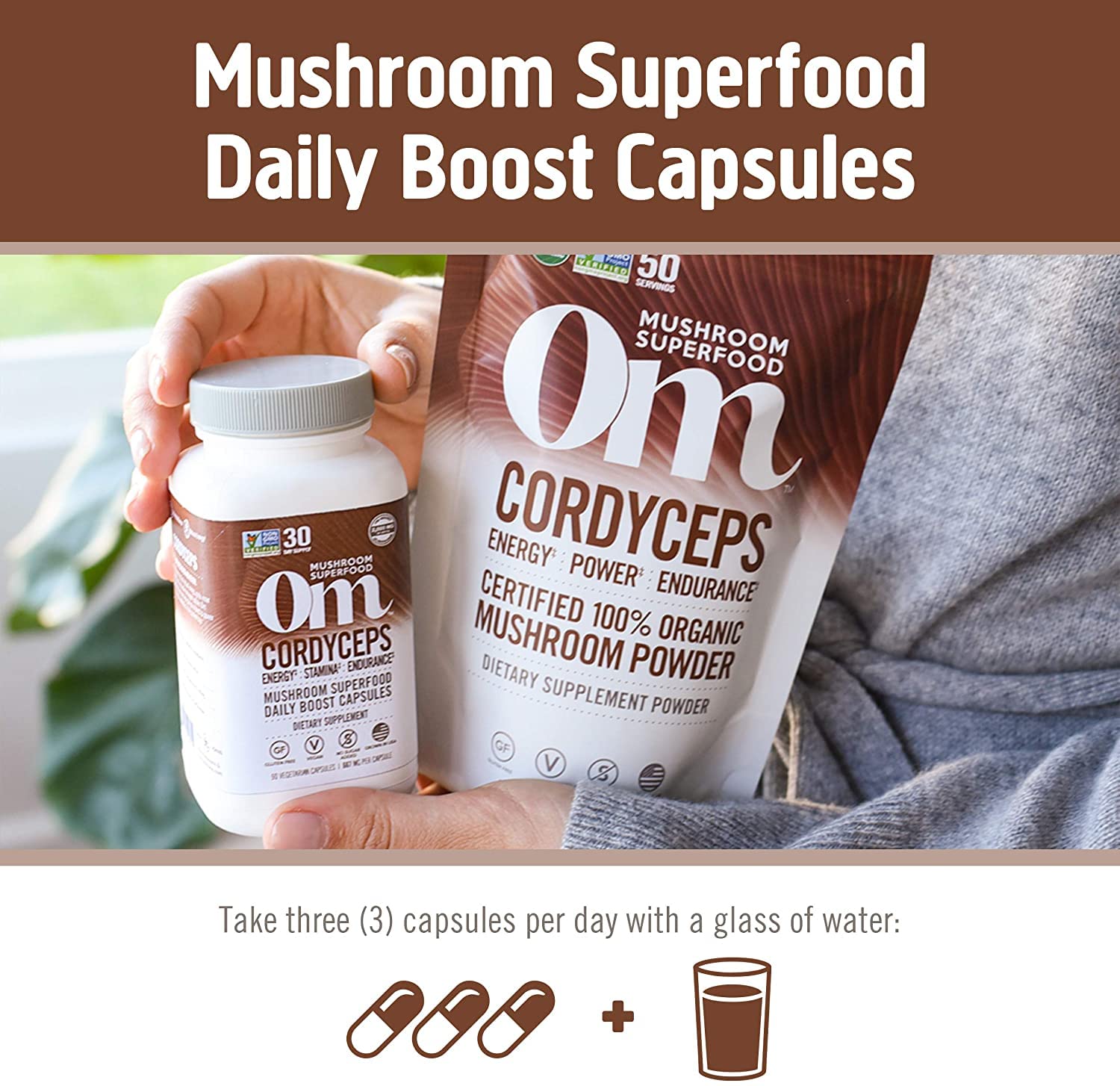 OM MUSHROOM US-grown products from Southern California highlighting organic cultivation.