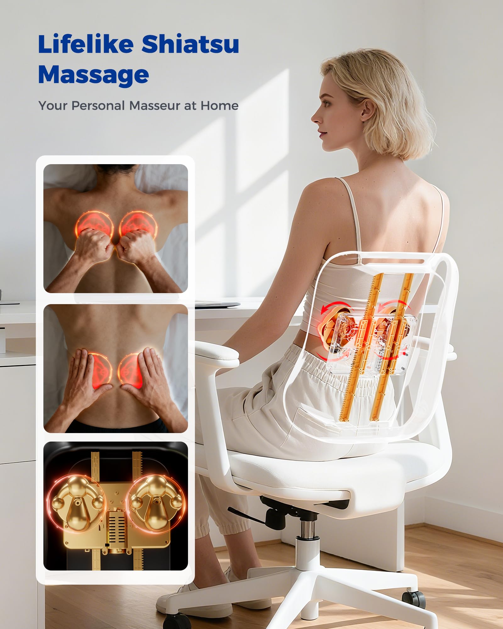Detail of massage nodes delivering deep tissue kneading with OMASSA Shiatsu