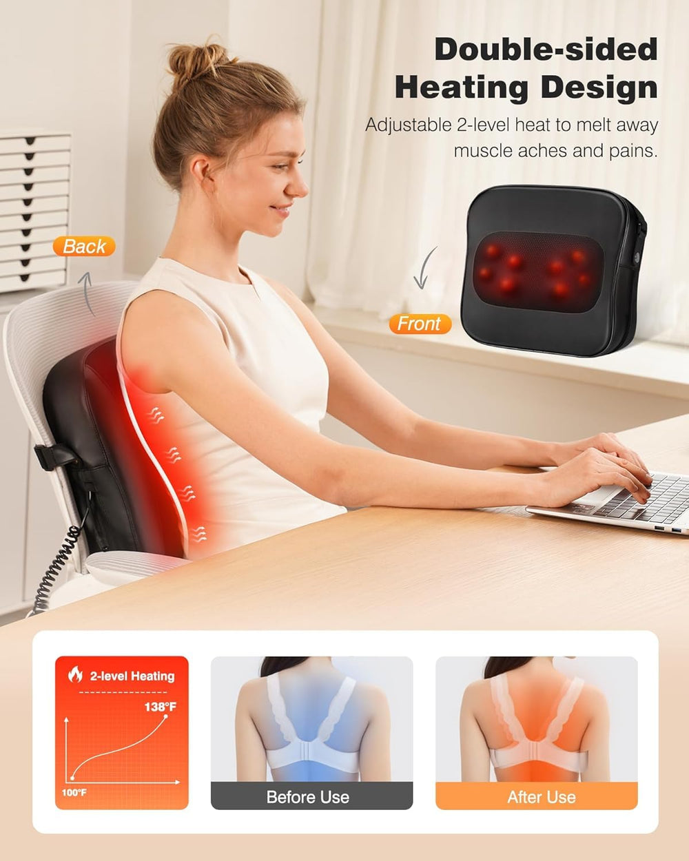 OMASSA massage nodes closeup highlights deep kneading action for neck and back.