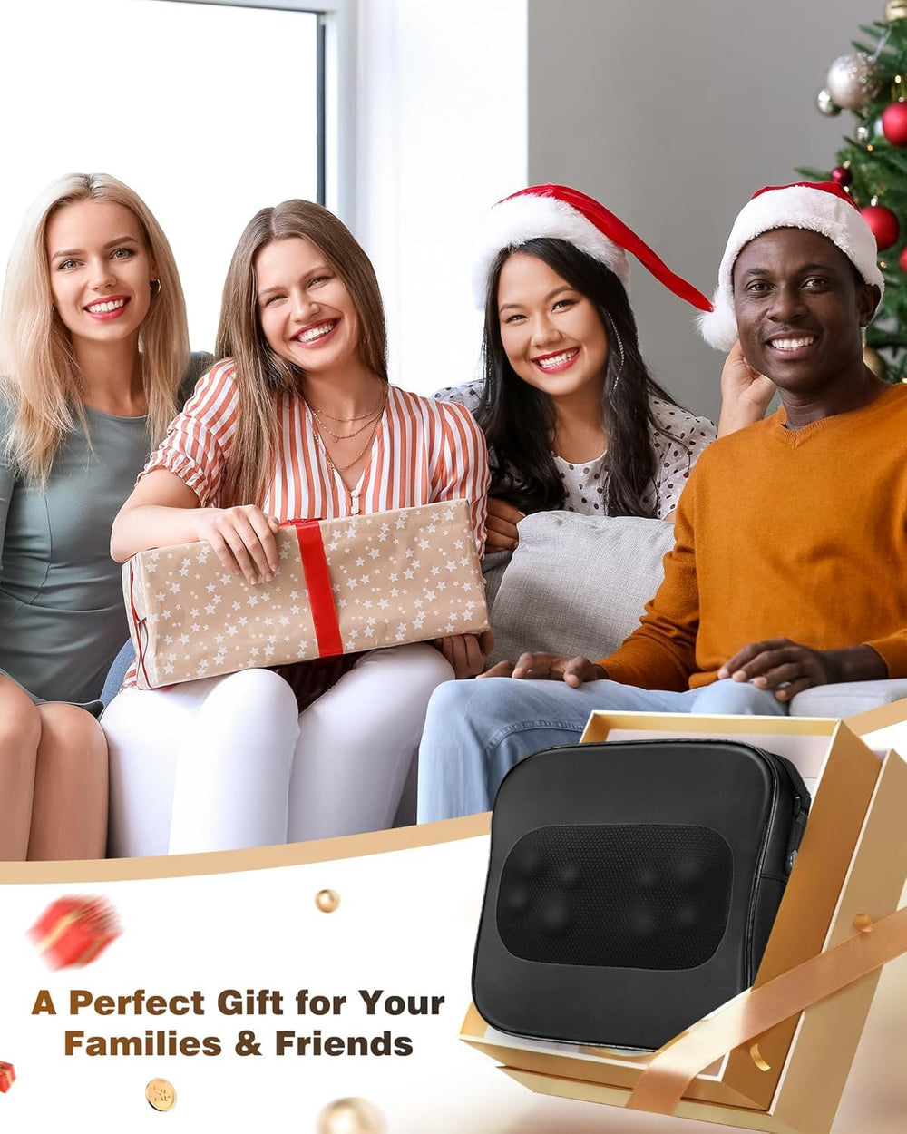 OMASSA Back Massager on chair back support eases fatigue.