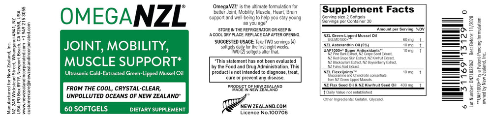 OMEGANZL Original Omega-3 Joint Support softgel capsules aiding joint mobility.