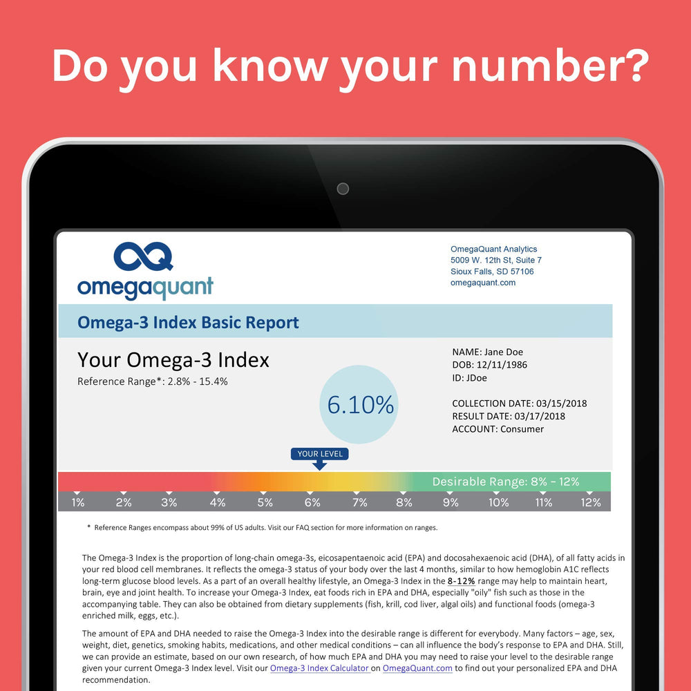 OmegaQuant results report view showing your omega-3 index