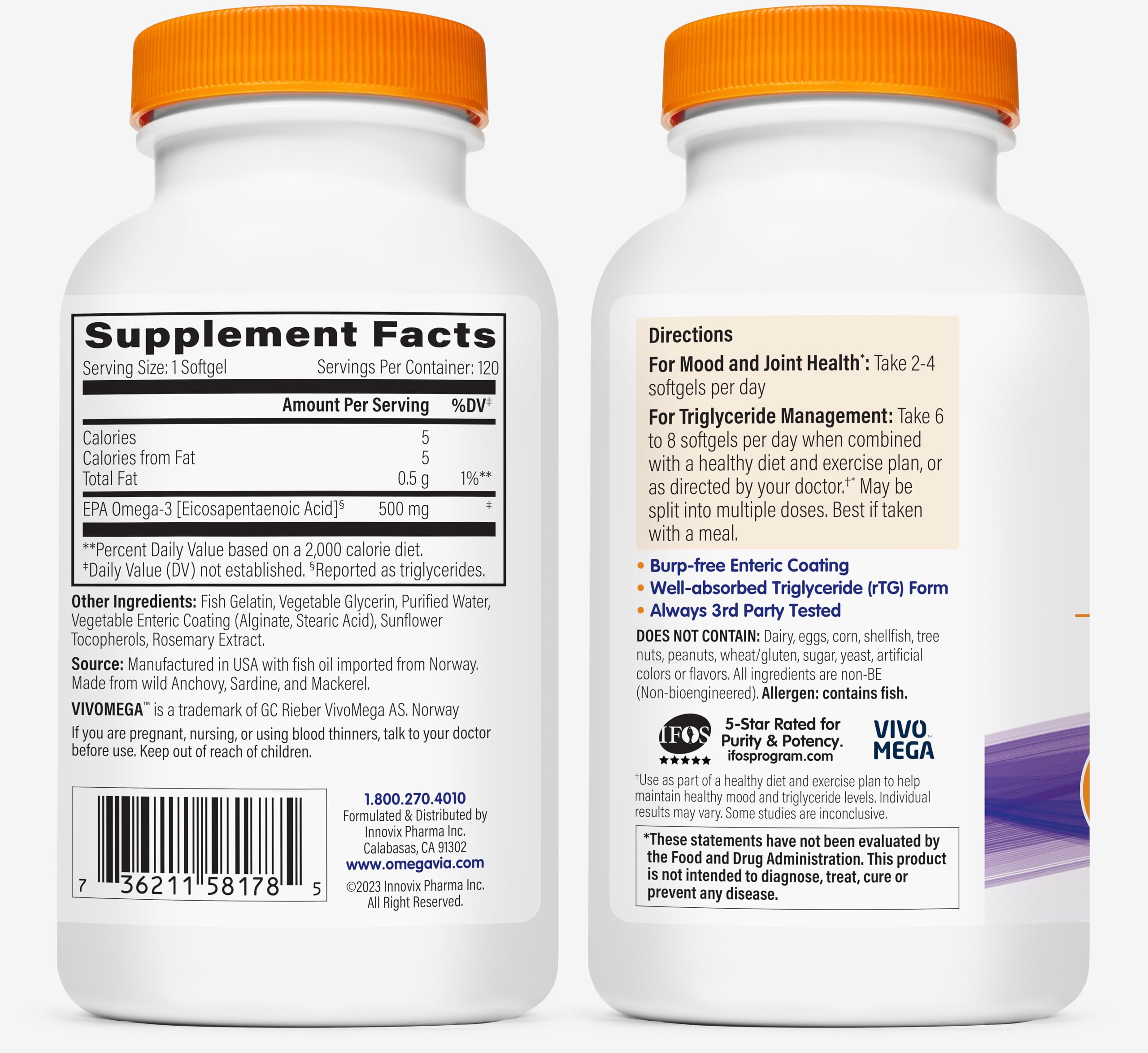 OmegaVia EPA 500 enteric coating illustration suggests burp-free experience