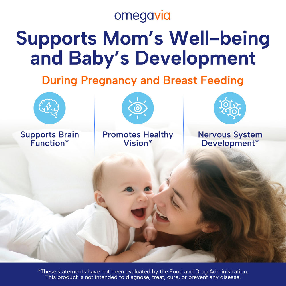 OmegaVia Prenatal DHA algae oil focus, fish-free formula for a toxin-free supplement