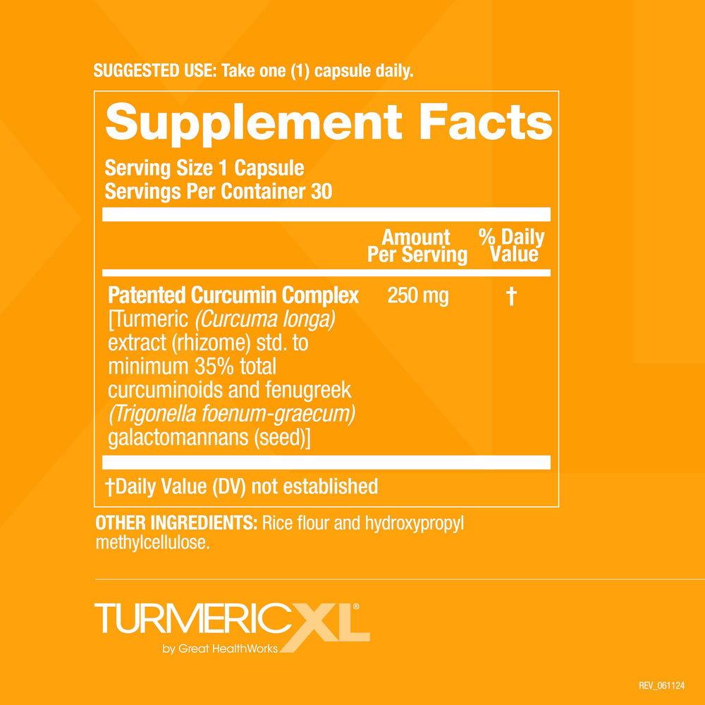 OmegaXL TurmericXL packaging emphasizes sustainable, non-GMO production.