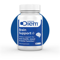 Omne Diem Brain Support bottle front showing 60 capsules for cognitive focus