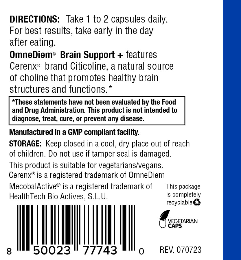 Omne Diem Brain Support bottle pour action suggesting easy use