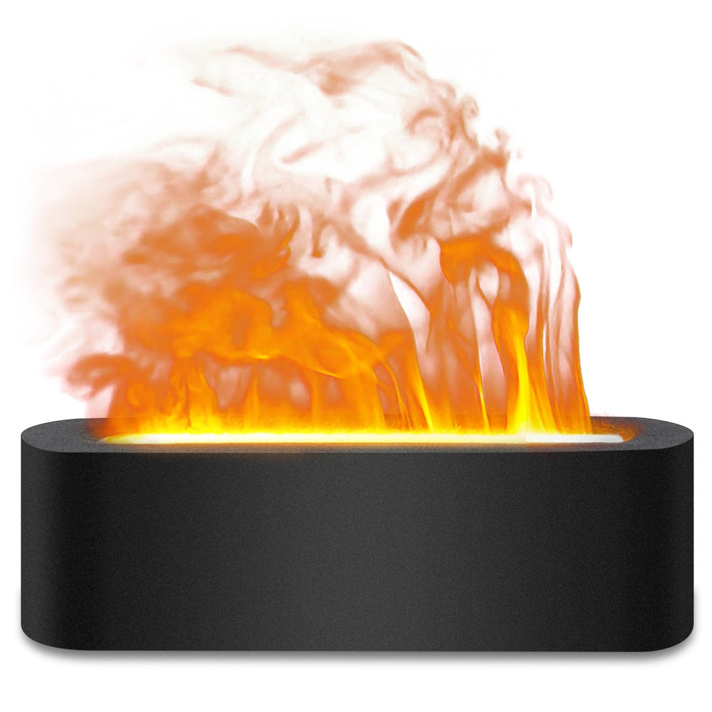 Omnexa flame diffuser glow creating warm living room ambience