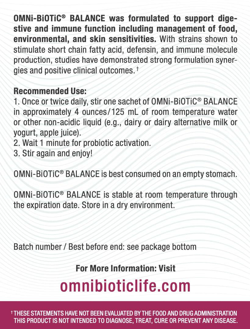 OMNi BiOTiC Balance supports immunity through gut-friendly probiotic strains