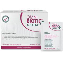 OMNi BiOTiC Hetox bottle front for gut liver support and detox potential