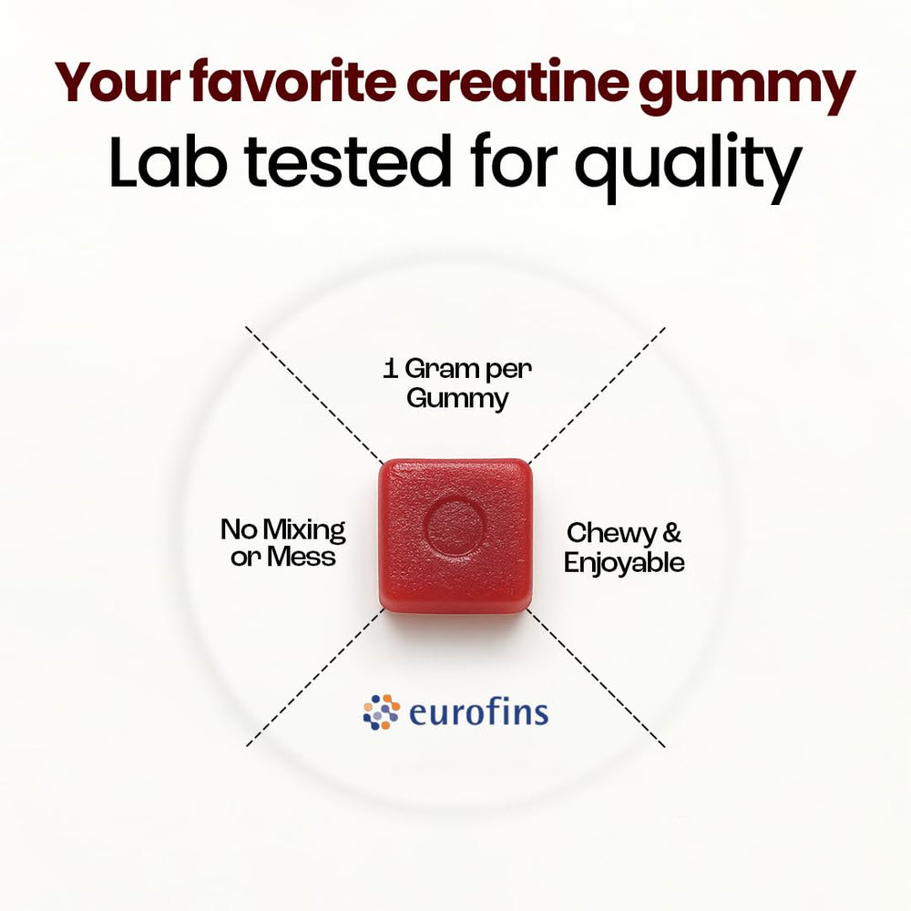 OMNI Creatine Gummies bottle-front view highlights portable hydration and quick dosing.