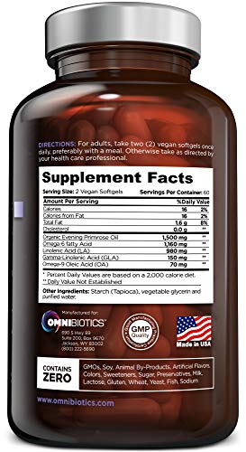 OmniBiotics Evening Primrose Oil softgel capsules ready for daily vegan supplementation.