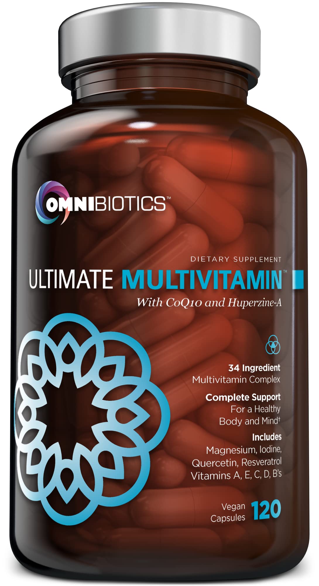 OmniBiotics Ultimate Daily Multivitamin bottle front for daily nutrition support.