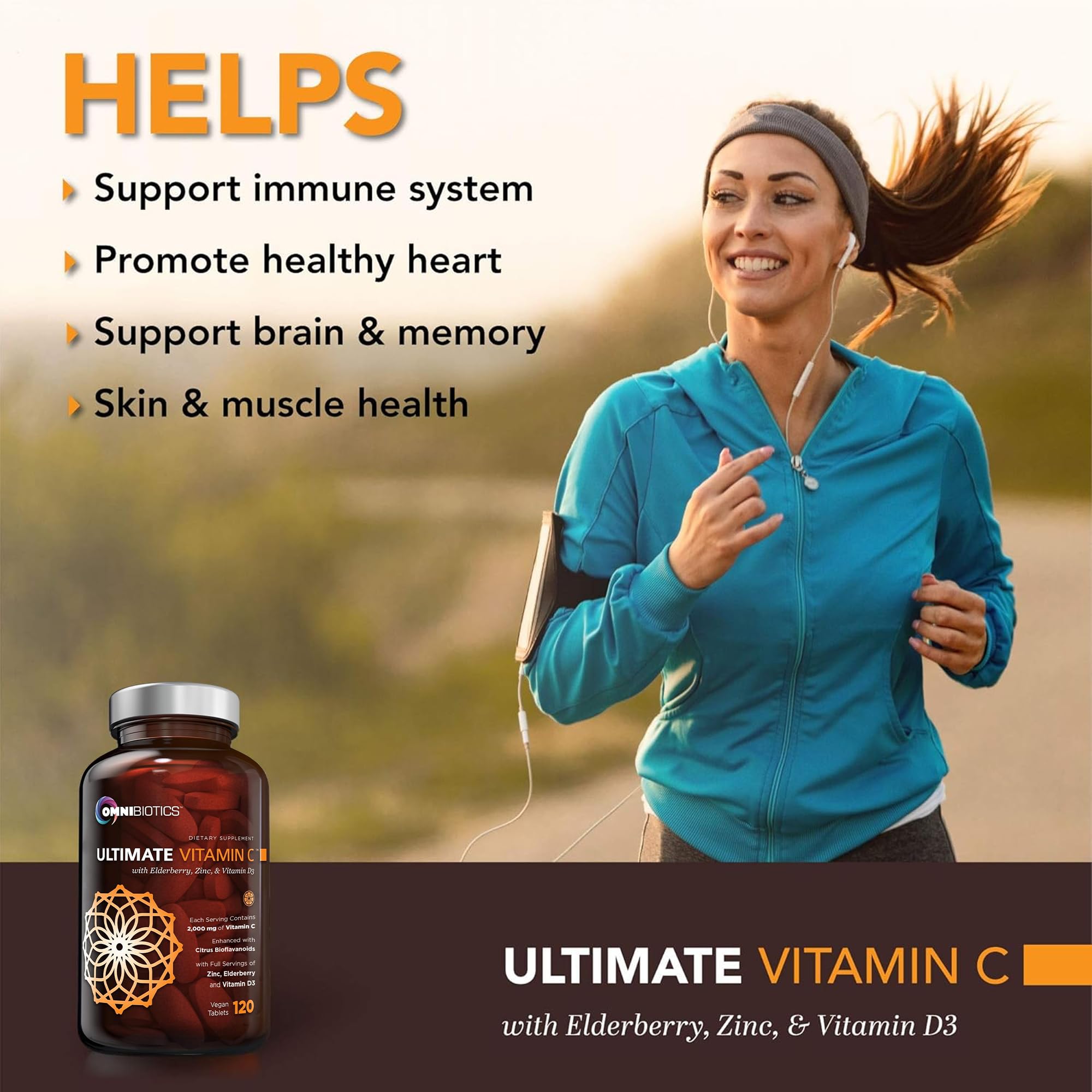 OmniBiotics label detail showing zinc and elderberry for a comprehensive immune blend.
