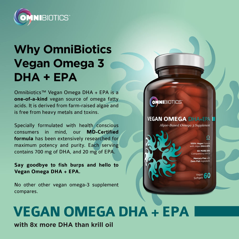 OmniBiotics vegan Omega-3 with pregnant woman lifestyle shot.