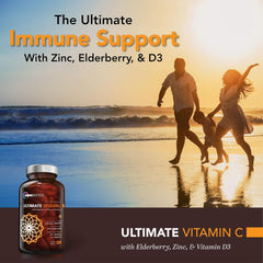 OmniBiotics vitamin C with D3 and zinc packaging for morning wellness routine.