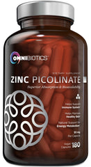 OmniBiotics Zinc Picolinate bottle label highlighting high absorption.