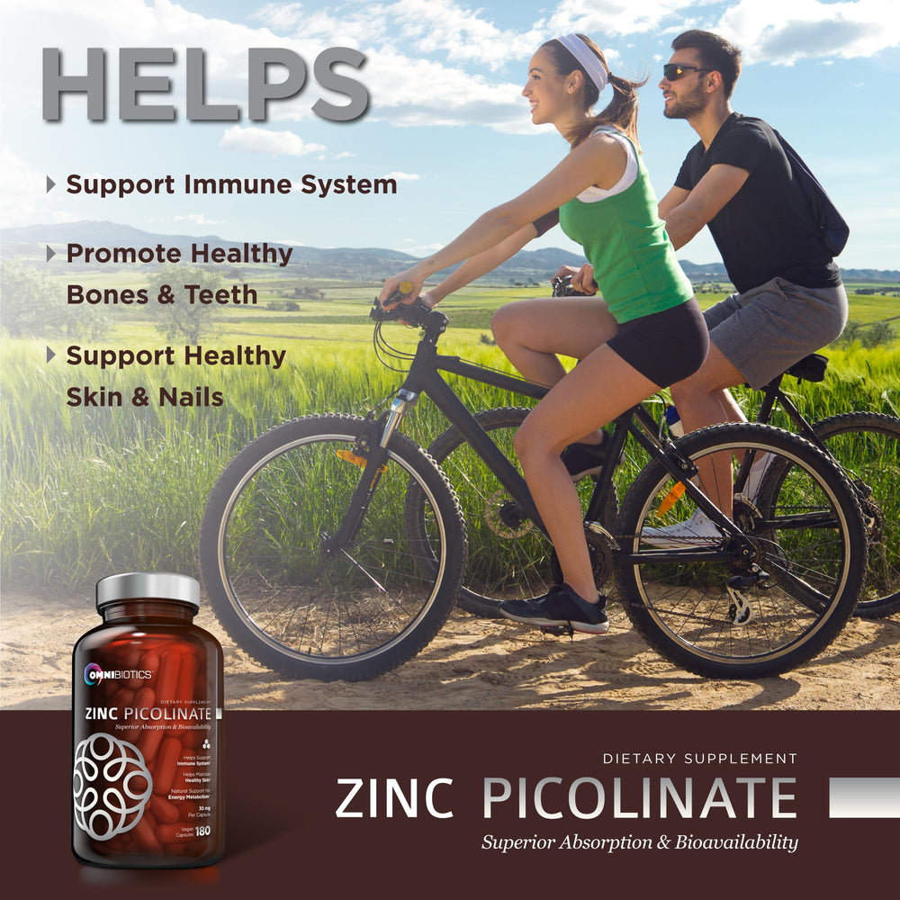 OmniBiotics Zinc Picolinate vegan packaging free from allergens.