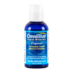 OmniBlue Ocean Minerals bottle for daily hydration with trace minerals.