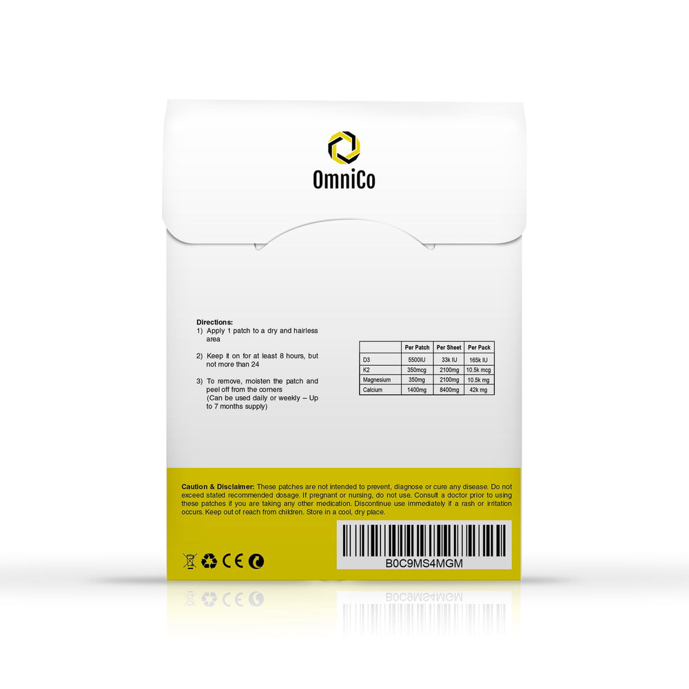 OmniCo D3 K2 Calcium Patches product with natural tones complements daily wellness routine.