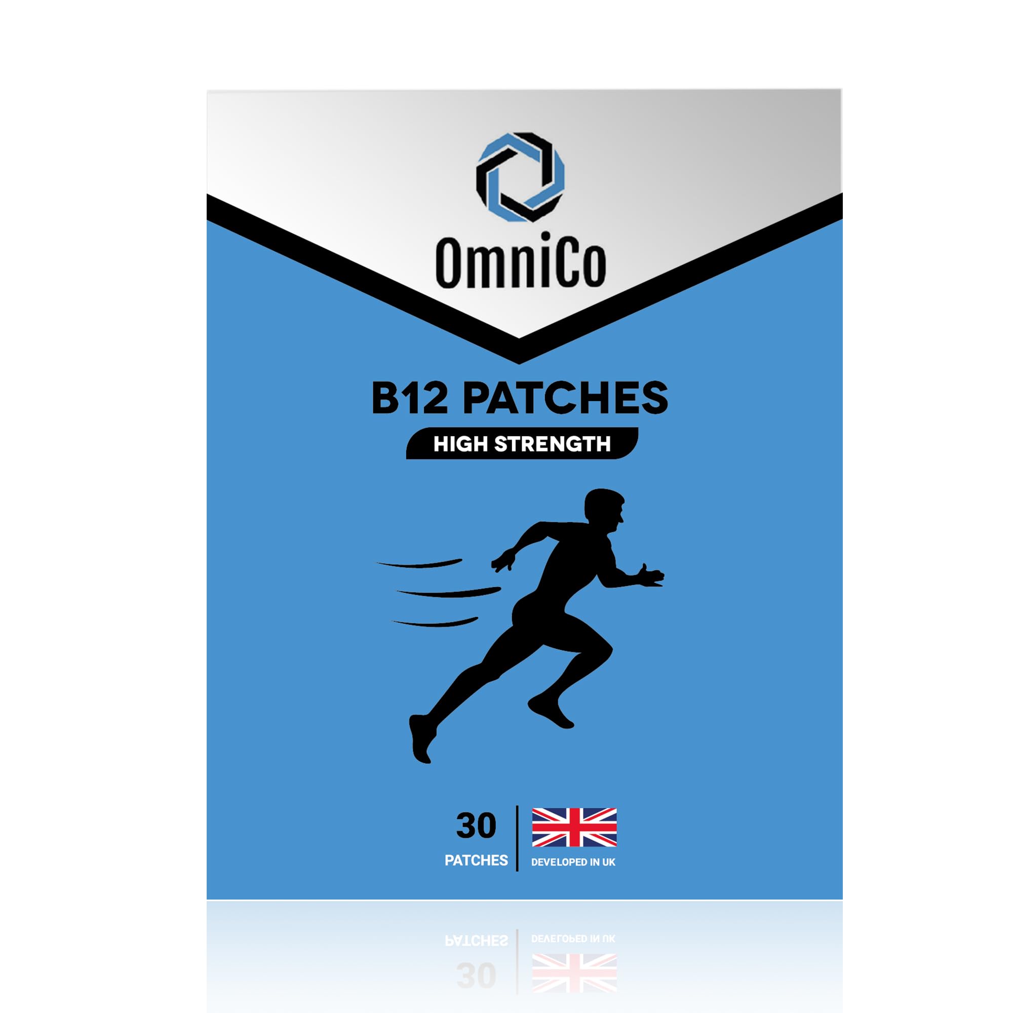 OmniCo Parches de Energía B12 frente, inicio diario discreto.