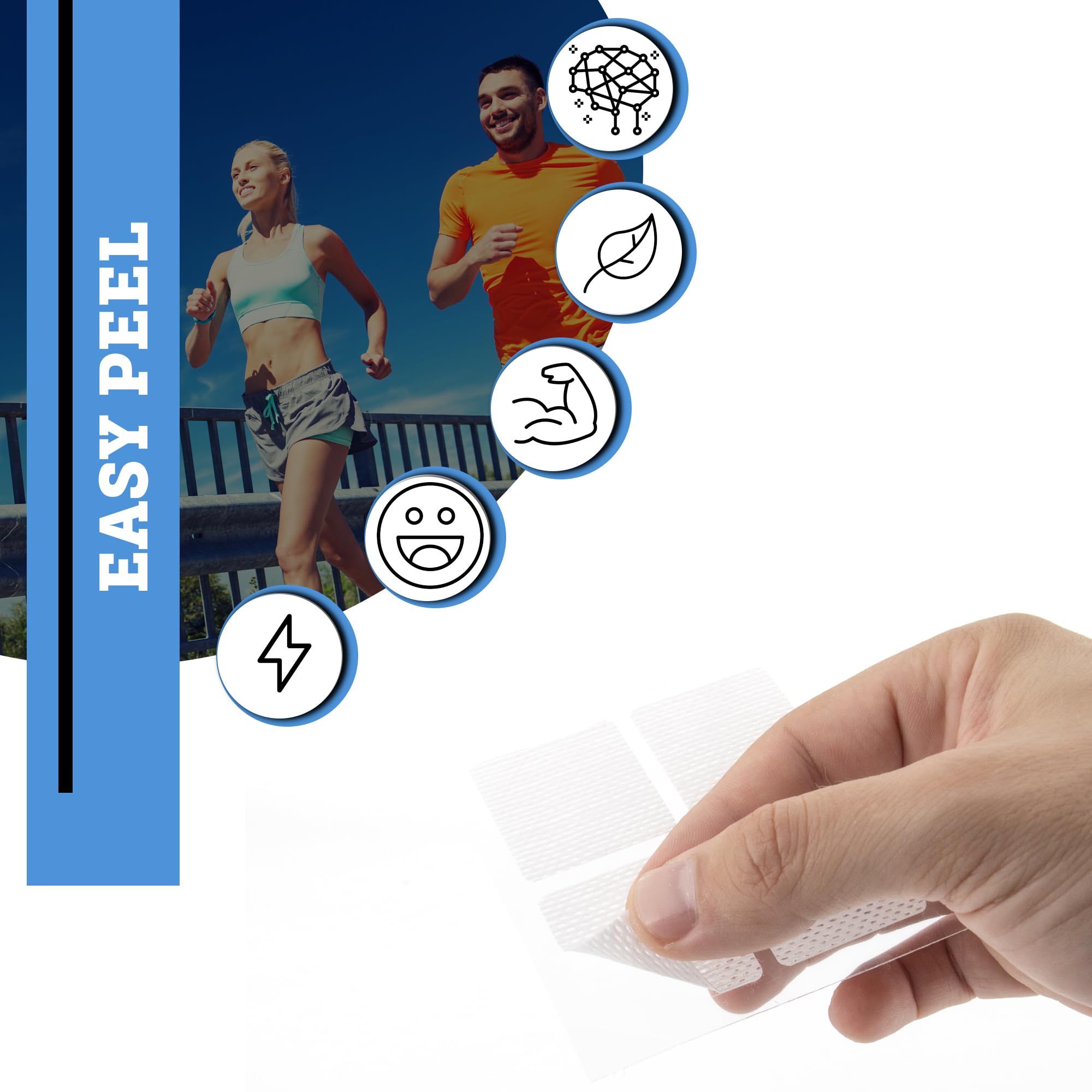 OmniCo Parches de Energía B12 resistentes al agua para entrenamiento.