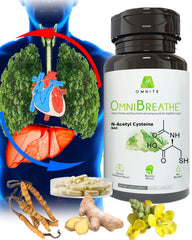 Omnite asthma relief bottle shown for daily respiratory support.