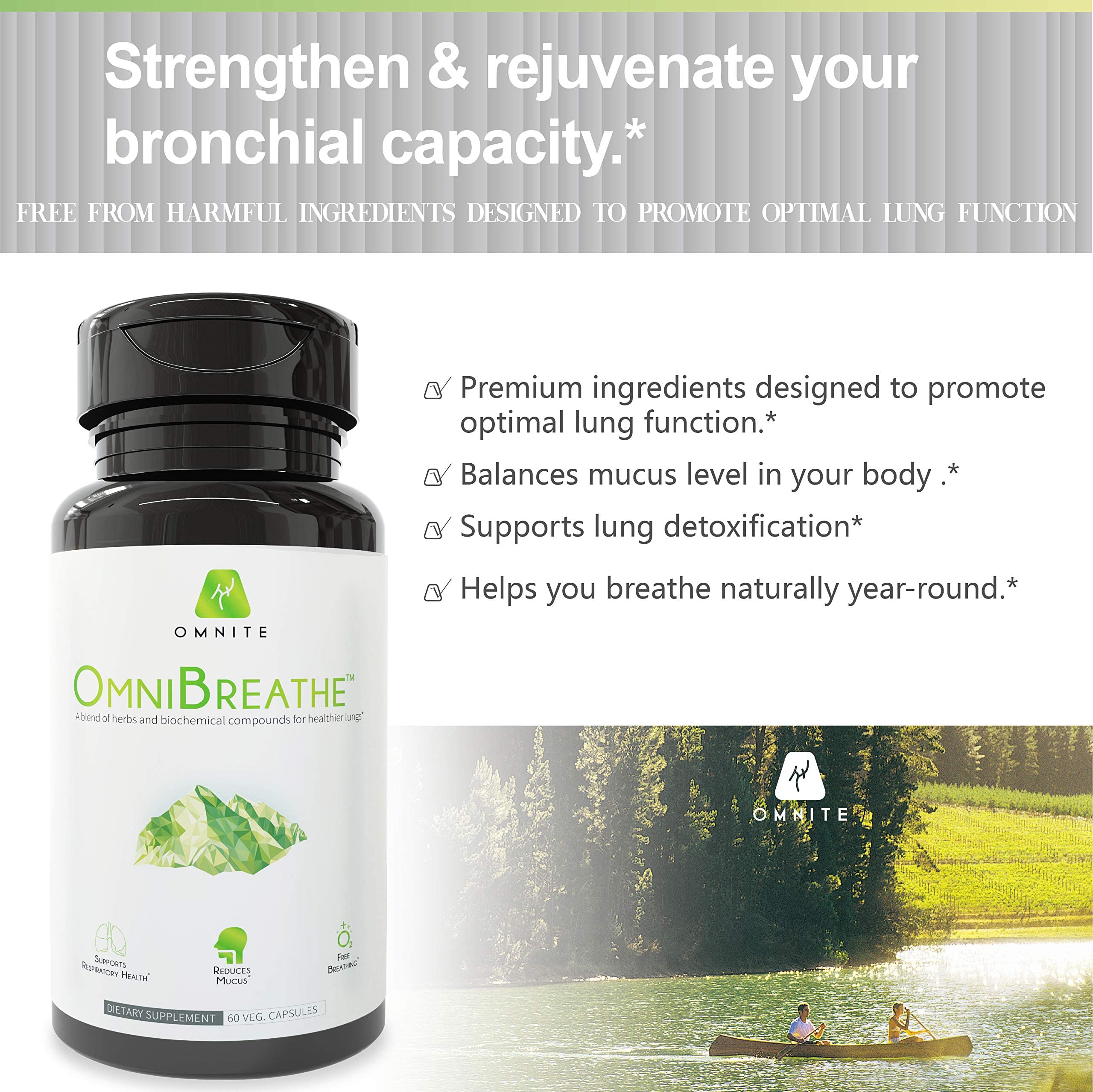 Omnite asthma relief capsules ready for ongoing bronchial wellness.