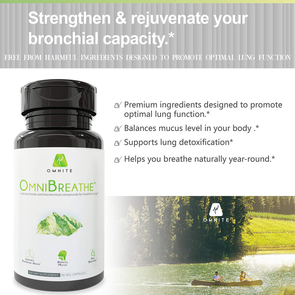 Omnite asthma relief capsules ready for ongoing bronchial wellness.