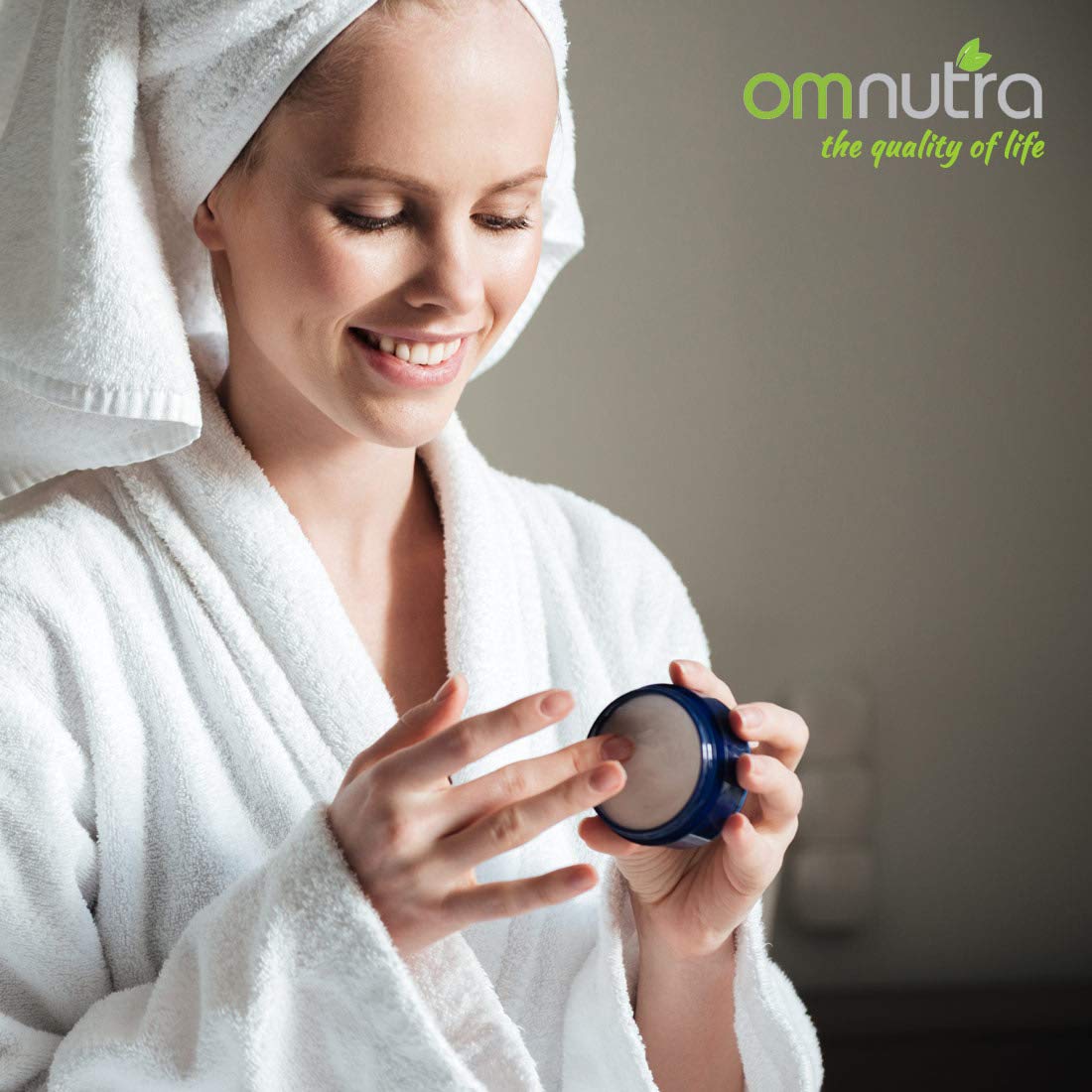 OmNutra DMSO cream packaging design signals premium care and skin nourishment.