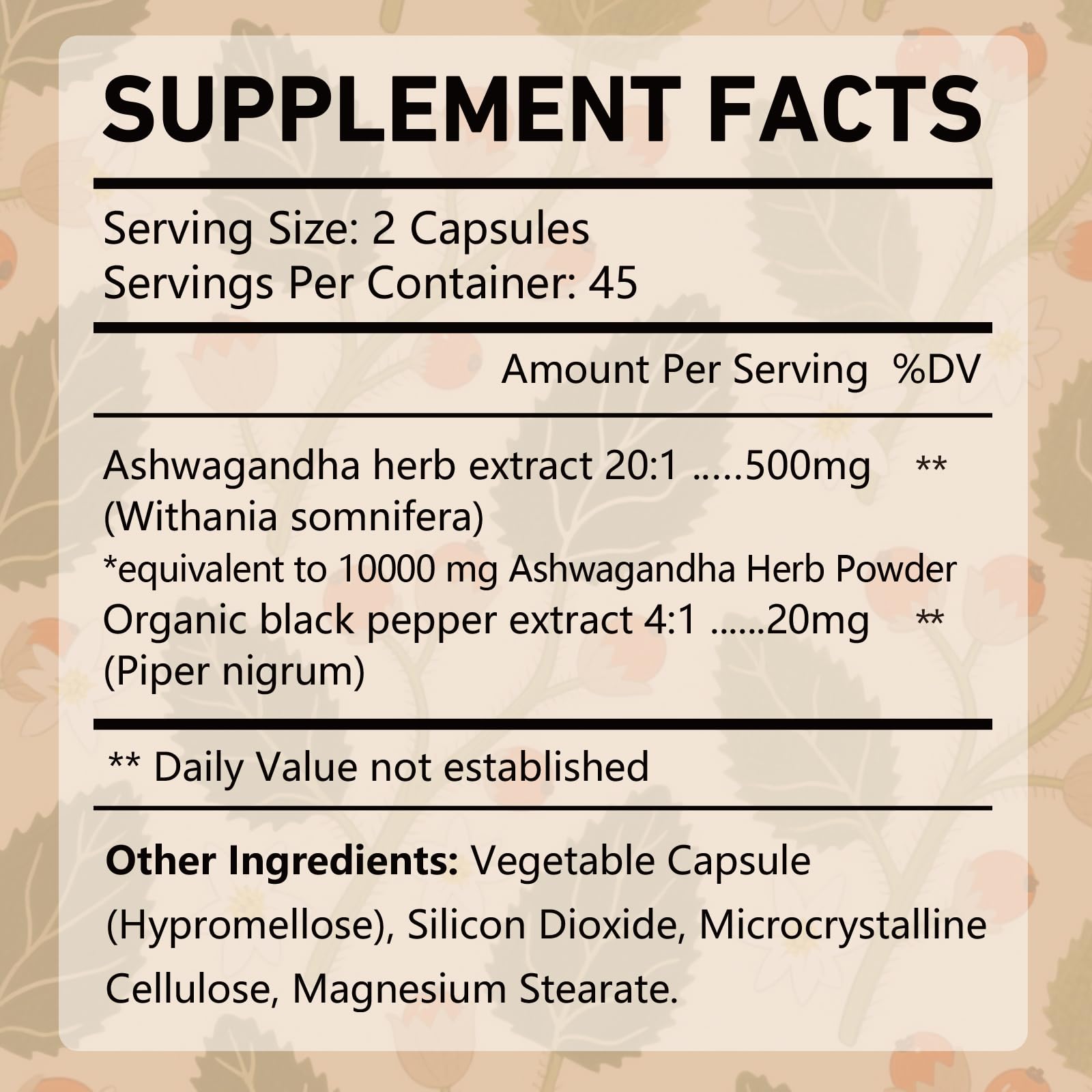 OMOGS Ashwagandha capsules close-up emphasizes easy swallowing and fast-release capsules.