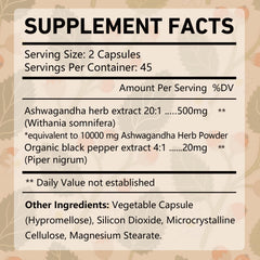 OMOGS Ashwagandha capsules close-up emphasizes easy swallowing and fast-release capsules.