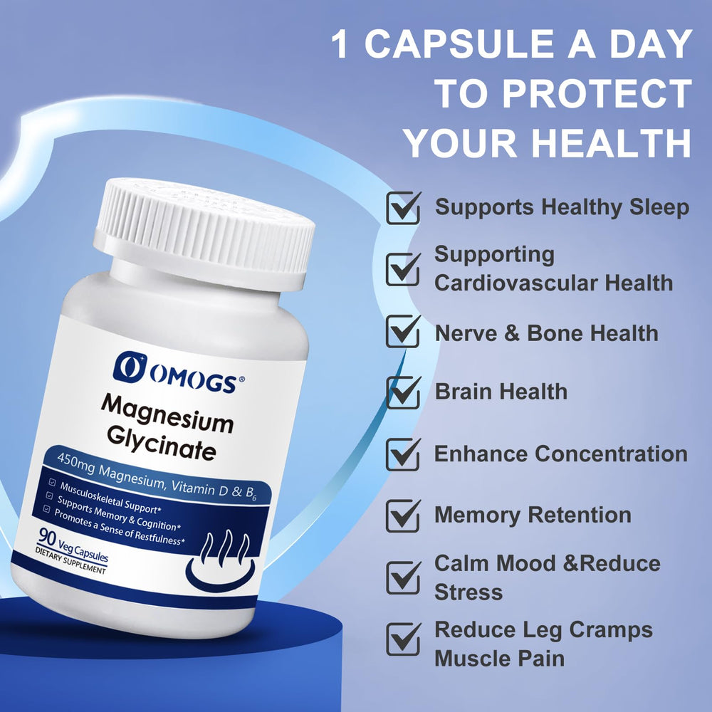 OMOGS bottle with spoon pouring; convenient dosage for bedtime routines.